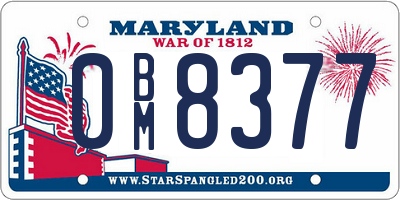 MD license plate 0BM8377