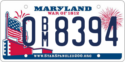 MD license plate 0BM8394
