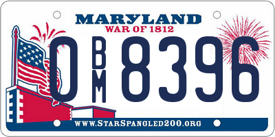 MD license plate 0BM8396