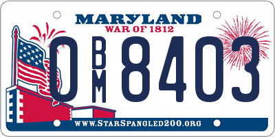 MD license plate 0BM8403