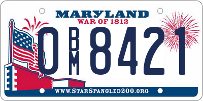 MD license plate 0BM8421