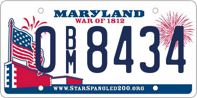 MD license plate 0BM8434