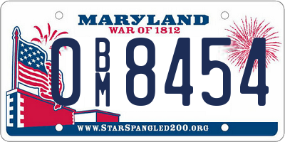 MD license plate 0BM8454