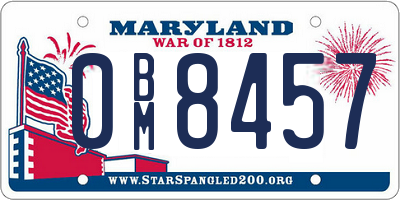 MD license plate 0BM8457