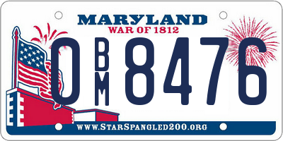 MD license plate 0BM8476