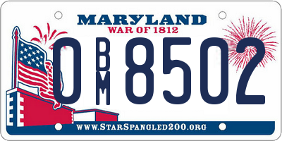 MD license plate 0BM8502