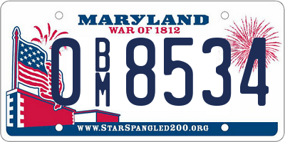 MD license plate 0BM8534