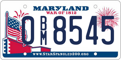 MD license plate 0BM8545