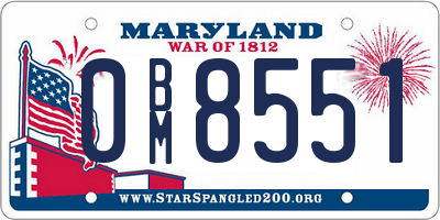 MD license plate 0BM8551