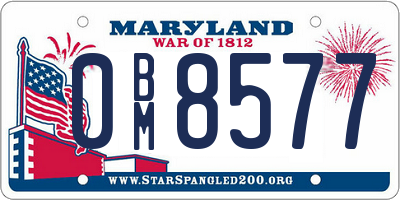 MD license plate 0BM8577