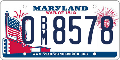 MD license plate 0BM8578