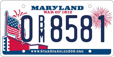 MD license plate 0BM8581