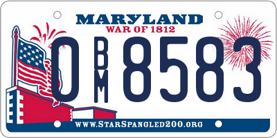 MD license plate 0BM8583