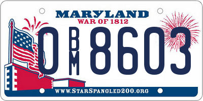 MD license plate 0BM8603