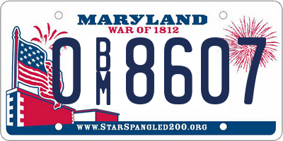 MD license plate 0BM8607
