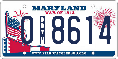 MD license plate 0BM8614