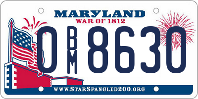 MD license plate 0BM8630