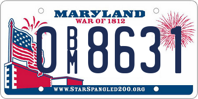 MD license plate 0BM8631