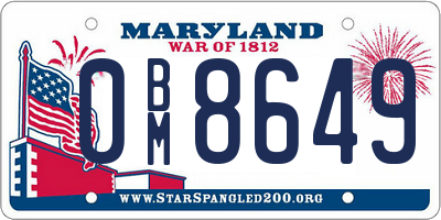 MD license plate 0BM8649