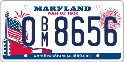 MD license plate 0BM8656