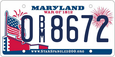 MD license plate 0BM8672