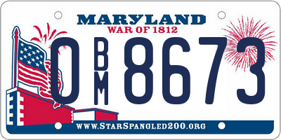 MD license plate 0BM8673