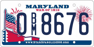 MD license plate 0BM8676