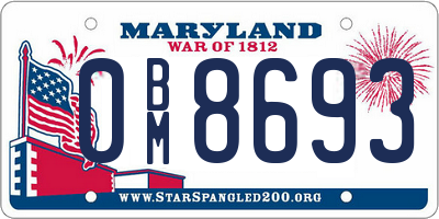 MD license plate 0BM8693