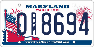MD license plate 0BM8694