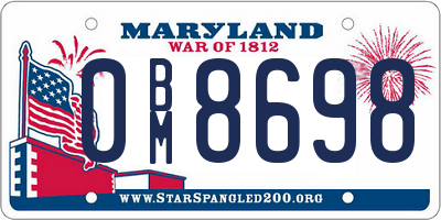 MD license plate 0BM8698