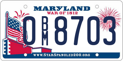 MD license plate 0BM8703