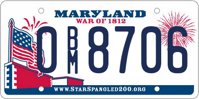 MD license plate 0BM8706
