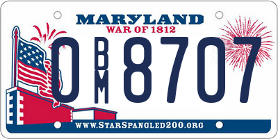 MD license plate 0BM8707