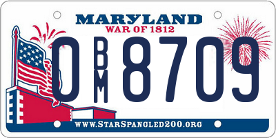 MD license plate 0BM8709