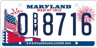 MD license plate 0BM8716