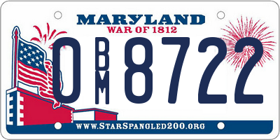 MD license plate 0BM8722
