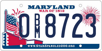 MD license plate 0BM8723