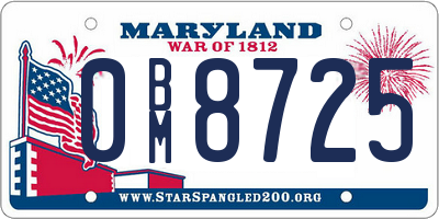 MD license plate 0BM8725