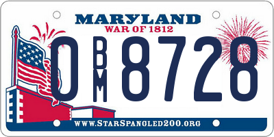 MD license plate 0BM8728