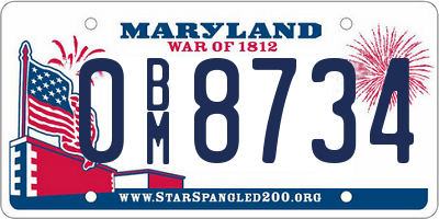MD license plate 0BM8734
