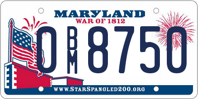 MD license plate 0BM8750