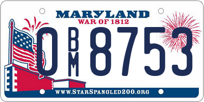 MD license plate 0BM8753