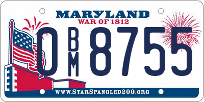 MD license plate 0BM8755