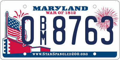 MD license plate 0BM8763