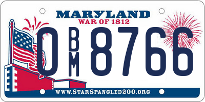 MD license plate 0BM8766