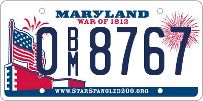 MD license plate 0BM8767