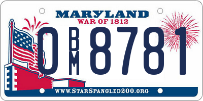 MD license plate 0BM8781