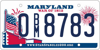 MD license plate 0BM8783