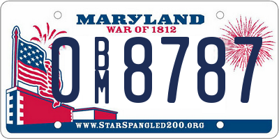 MD license plate 0BM8787