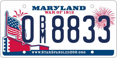 MD license plate 0BM8833